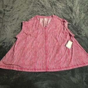 Westbound Pink and White Striped Sleeveless Blouse